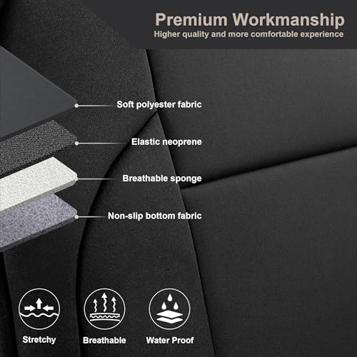 Image of GIANT PANDA Neoprene Seat Covers for Jeep Wrangler JK 4-Door (2011-2012), Neoprene UV&Waterproof, Foam Padded, Front & Rear Seat Covers(Black)