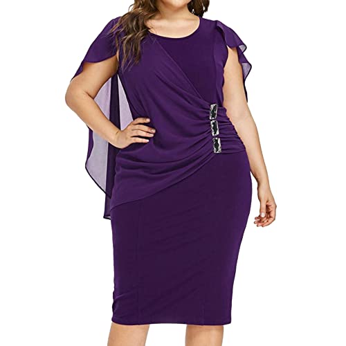 VEMOW Liquidación Venta Rebajas Vestidos De Fiesta Vestidos Liso Vestidos Casual Vestidos para Boda Sin Manga Calado De Encaje, Vestidos De Fiesta Vestidos Largos Tallas Grandes(B Púrpura,XXL)