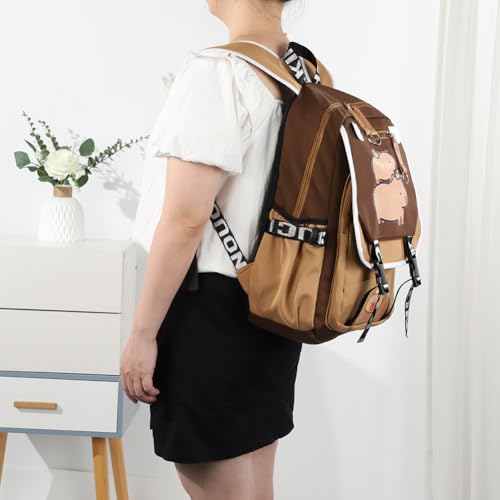 Image of Lushandy Capybara Backpack, Cute Capibara Backpacks Kawaii Kapibara Stuff Large Cartoon Capybara Bag Ita Bag