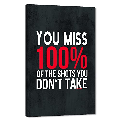 Michael Scott Framed Poster Wayne Gretzky Funny Print Art You Miss 100% Of The Shots You Don’t Take Easy Inspirational Canvas Giclee Office Artwork HD Print Modern Home Decor Easy to Hang-28"Wx44"H