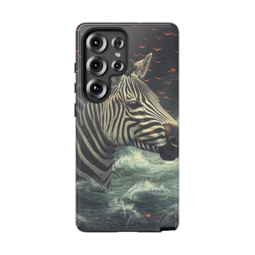 Coque Samsung S25 Ultra zèbre dans l'eau rigide brillante noire