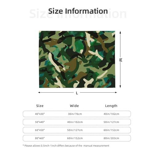 Couverture en flanelle camouflage 200x150 cm jeté de canapé chaud