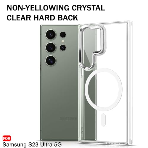 Image of TheGiftKart Hybrid Back Cover Case for Samsung Galaxy S23 Ultra 5G Compatible with MagSafe | Built-In Stand | ShockProof Hard Case Cover for Samsung S23 Ultra (PC & TPU, Clear Back, Transparent Sides)