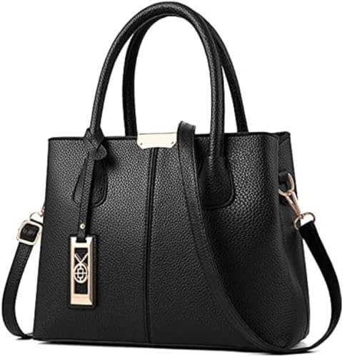 Bolsa Feminina Média Tote Com Alça Transversal Bolso Externo (PRETO)