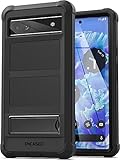  Galvanox Armada Coque pour Google Pixel 6A (version 2022) Protection intégrale robuste avec béquille en métal et protection d\'écran intégrée [Test de chute mil-grade 3 m) Noir