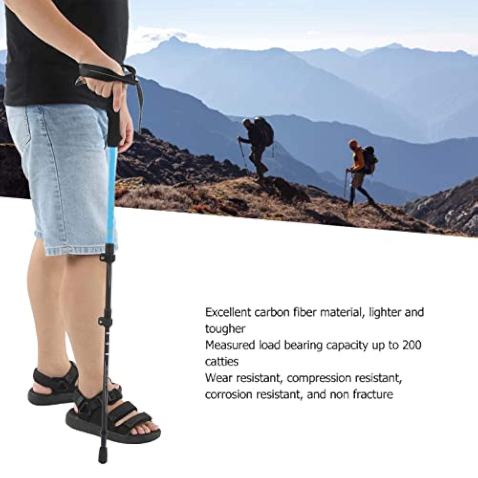 Ergonomic Adjustable Hiking Pole, Sky Blue