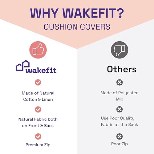 Image of Wakefit Designer Cushion Cover | 16x16 inch | Heavy Embroidery | Premium Cotton Fabric on Front & Back | Pack of 1 | Pine Brown | Brown