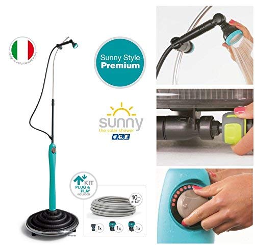 Sunny Style Premium - Douche écologique solaire télescopique avec réservoir et mitigeur + kit d'assemblage Plug&Play G.F - Bleu