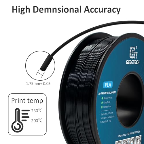 Image of Geeetech Silk PLA Filament 1.75mm for 3D Printer, Metal-Like Shiny 3D Filament 1kg (2.2lbs) 1 Spool, Dimensional Accuracy + /- 0.02 mm, Silk Black