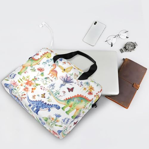 Funda portátil para laptop 15.6 pulgadas blanca con diseño de dinosaurio miniatura 7