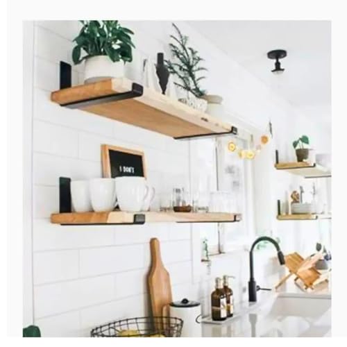 Prateleira Industrial Com Suporte Mão Francesa De Madeira Pinus Maciça 80CM COR:IPÊ