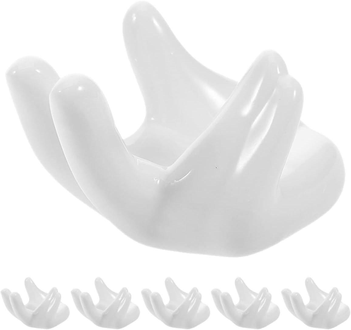 MAGICLULU 6pcs Creative Hand-shaped Ceramic Cup Holder for Easter Display Porcelain Stand Charming Kitchen Table Decor