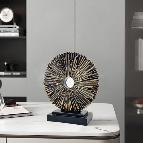 Paytonture Abstract Statue for Home Decor,Office Desk Sculpture for Men,Creative Round Line Ornament for Bookshelf,Modern Decorative Sculpture,Bedroom,Livngroom,Table(Black)