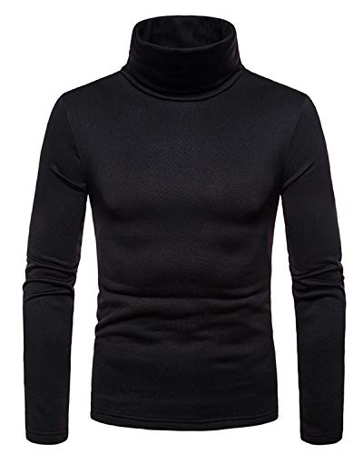 JOLIME T-Shirt à Manches Longues Homme col Roulé Chaud Doublure Polaire Sweat-Shirts Haut Thermique Noir M Cover