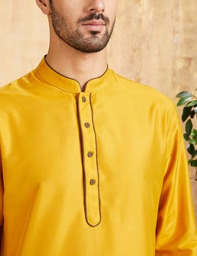 Image of Amazon Brand - Symbol Men Festive Solid Long Kurta (Regular Fit)