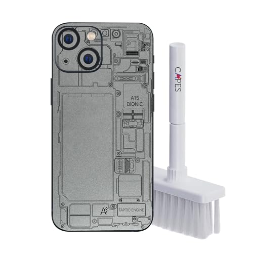 Image of Capes India Mobile Phone Skins Compatible with Apple iPhone 13 | Not a Cover /Case | Protective Film Vinyl Sticker (Teardown Silver, Full Body Skin + Tech Cleaner)