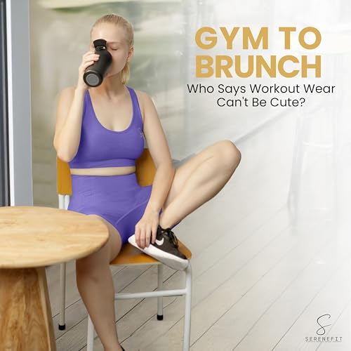 3 Piece Workout Sets For Women Seamless High Waisted Matching Exercise Leggings Shorts and Sports Bra Active Set4