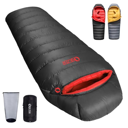 QEZER Daunenschlafsack (Schwarz 0℃)