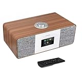 Lemega MSY3+ WiFi Internet Radio,FM Radio,Spotify Connect,Bluetooth Speaker,Stereo Sound,Wooden Box, Dual Alarms Clock,40 Pre-Sets,Full Remote and OKTIV App Control - Dark Walnut