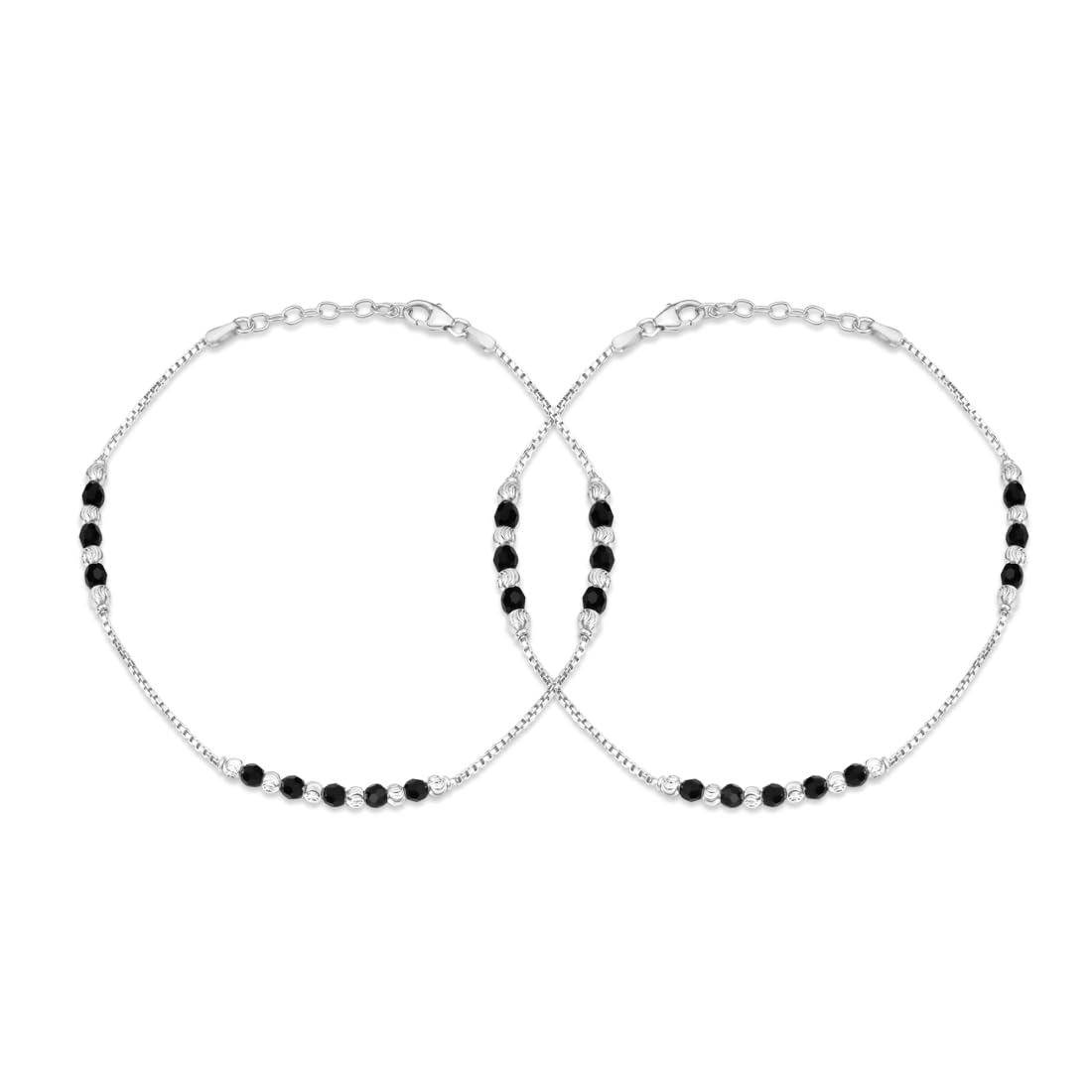 zavya 925 Sterling Silver Dark Allure Black Beads Rhodium Plated Women's Elegant Anklet (Pair) | Gift for Women and Girls | With Certificate of Authenticity and 925 Hallmark-picture-22