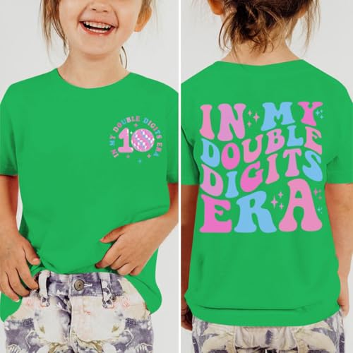 Image of Pairxily in My Double Digits Era Shirt for Girls 10th Cute 10 Year Old Girl Happy Birthday Shirts Gifts Short Sleeve Tops