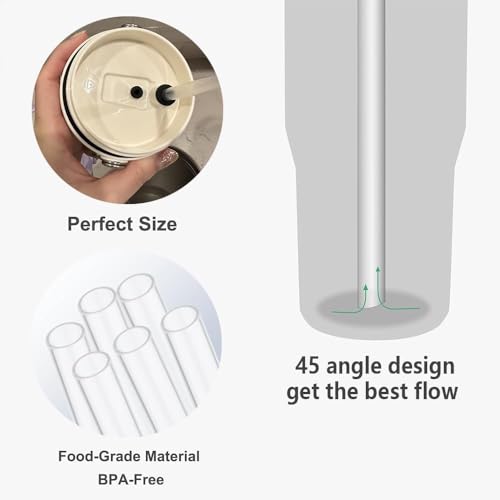 Image of Replacement Straws ONLY Compatible with 40oz Stanley IceFlow 2.0 Flip Straw Tumbler-Accessories included 6 Straws,1 Cleaning Brush(Not For Stanley IceFlow 2.0 Flip Jug 40 oz)