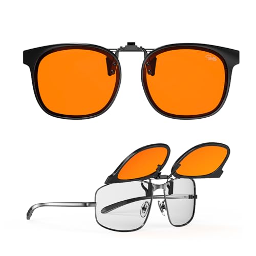 Goiteia Orange Blue Light Blocking Glasses Clip on for Migraine-Gaming Glasses for Eyes Strain/Light Sensitive-Help to Sleep