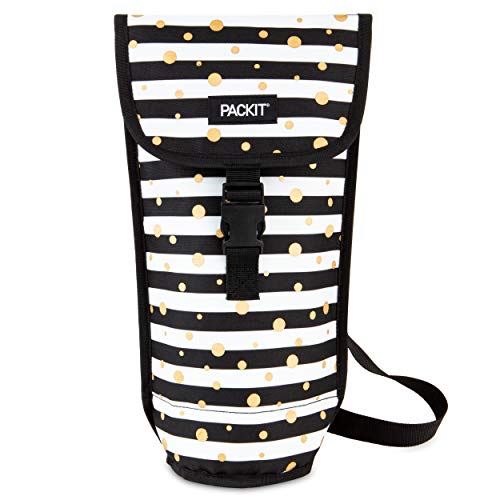 PackIt Freezable Wine Bag, Celebration Dot, Built with EcoFreeze Technology, Foldable, Reusable, Shoulder Strap with Buckle Closure, Perfect for Adults and Drinks On-the-Go