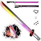 Spark Sword Light Up Sword, 31.5' Cyberpunk Katana with USB-C Rechargeable, Safe LED Glow Sword for Kids Cosplay, Realistic Sasuke Style Toy for Halloween, LARP, Anime Battle & Gift (Grey)