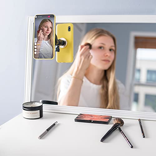 Hula+ Magnet Shower/Mirror Phone Holder/Mount/Stand. Reusable Non-Residue Mount For Bathroom/Kitchen/Shower. Compatible With All Phones, Great Gift For Tiktok/Youtube/Make Up (Space Gray) #TOP1