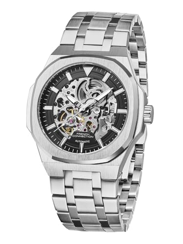 Image of French Connection Autaros Skeleton Dial Stainless Steel Automatic Watch for Men - FCA31BSM