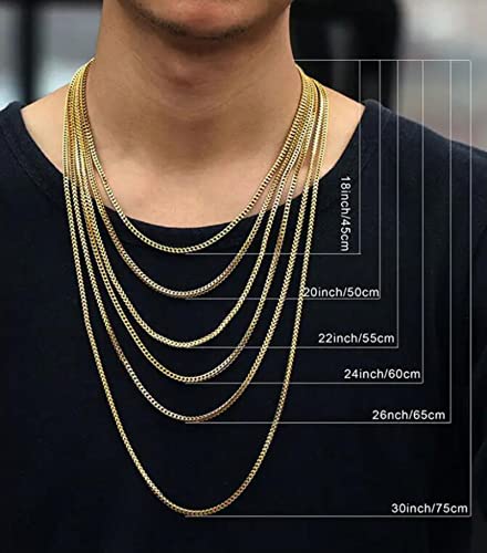 Xikui Cuban Link Chain, Silver/Gold/Black 3 Pcs Set Stainless Steel Chain For Men/Women Necklace, Width 3/5/7Mm Length 18" 20" 22" 24" (3Mm, 18 Inch) #TOP3