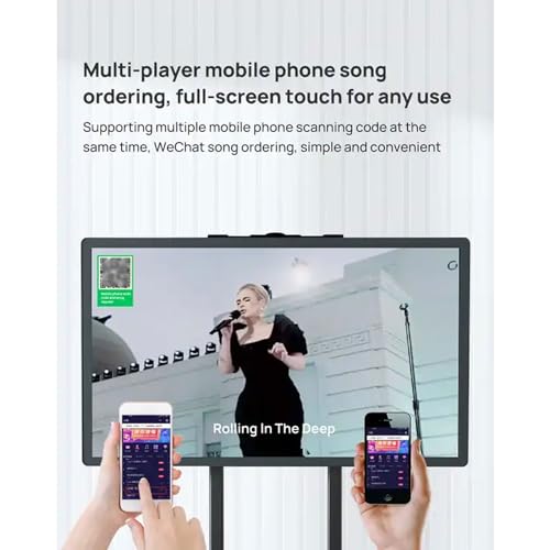 Karaoke - Altoparlante portatile Bluetooth PA con tablet 32 touch, 2 microfoni wireless, altoparlante pieghevole a LED per eventi all'aperto, campeggio e feste