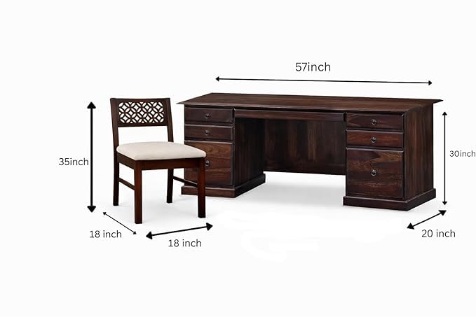 Image of Wooden Study Table with Chair for Students Study Desk Table Office Table for Work from Home Writing Office Desk Computer Desk (13)