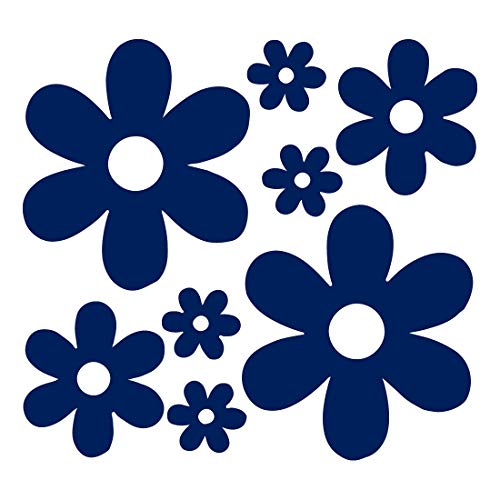 Image of Groovy Daisy Flower (Navy Blue) (Set of 2) Premium Waterproof Vinyl Decal Stickers for Laptop Phone Accessory Helmet Car Window Bumper Mug Tuber Cup Door Wall Decoration