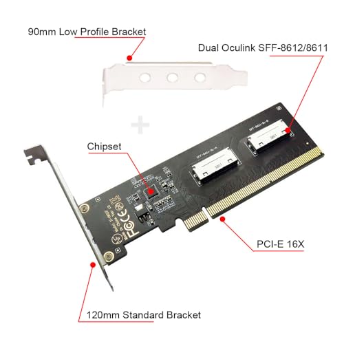 Image of Xiwai PCI-Express 16x to Dual Oculink SFF-8612 SFF-8611 8X VROC Adapter for Mainboard SSD Graphics Card PCIE