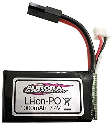 YUNIQUE GREEN-CLEAN-POWER - Rechargeable Lipo Battery 7.4V 1000mAh for RC Car 1/16 XLH 9130, 9136, 9137 | High Capacity | No Memory Effect | Easy to Use, Black | 55x30x15 - Weight : 50 Gr