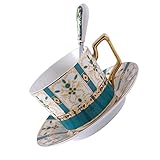 Tasse à café en porcelaine de style européen - convient à la maison, café, à la boulangerie, magasin de desserts, restaurant, etc., kit de tasse à thé et de cuillère à soucoupe