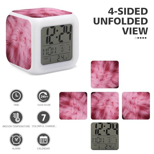 Petit réveil numérique velours rose texturé de haute qualité