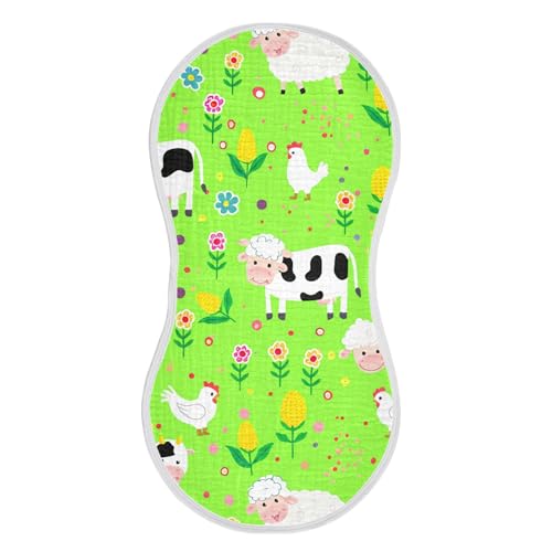 xigua Cute Farm Sheep Baby Burp Cloths for Newborn Boys and Girls 2 Pack, Soft & Absorbent Cotton Baby Burp Cloth, Baby Washcloths, Newborn Towel, Burp Rags