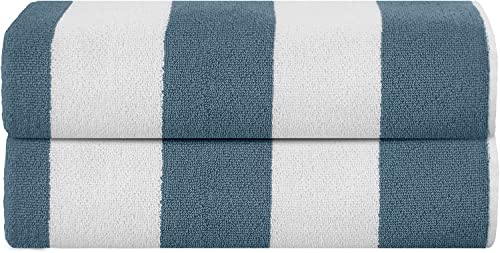 Sweet Needle Paquete de 2 Toallas de Playa 100% algodón Hilado en Anillos 76X152 CM 450 g/m² Toalla de natación y Piscina clásica a Rayas Altamente Absorbente Mar de Cristal Verde