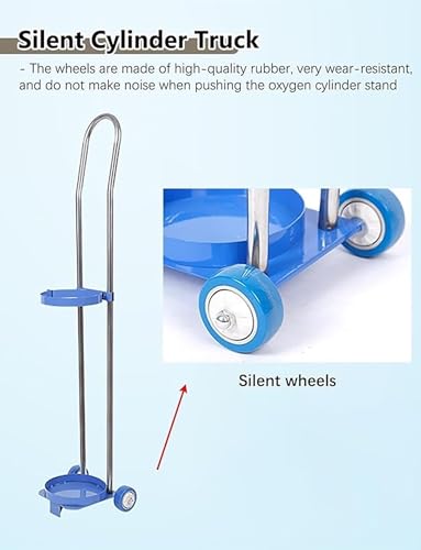 Carrello portatile a cilindro di ossigeno con altezza regolabile, ruote silenziose per un facile trasporto medico, ideale per uso domestico e strutture mediche