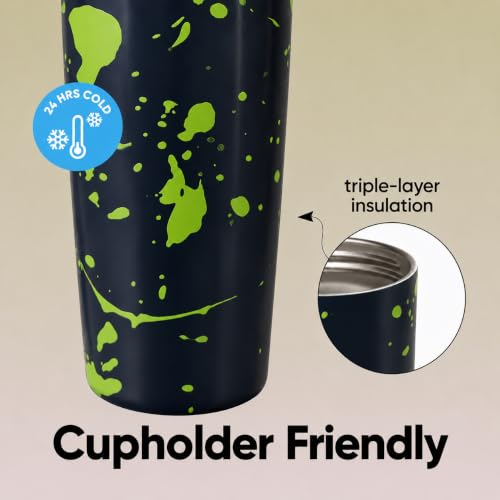 Image of HomeCloud 900ML Stainless Steel Water Bottle - Double-Wall Vacuum Insulated, Leakproof Straw Lid, BPA-Free Reusable Travel Flask with Two-Way Spout for Gym, Office & Outdoor Use (Neon)