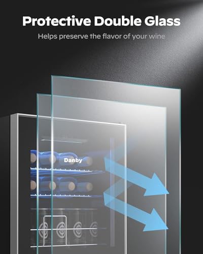 Image of Danby USA 55 L Inverter Toughened Glass Door Mini Fridge /Wine Chiller with LED Interior Light & Touch Control for Indian Home Bars & Rooms with 1 Year Warranty