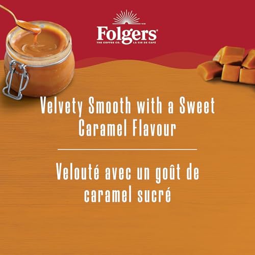Image of Folgers Caramel Drizzle Flavoured Coffee, Single-Serve K-Cup Pods For Keurig Coffee Makers, 30 Count