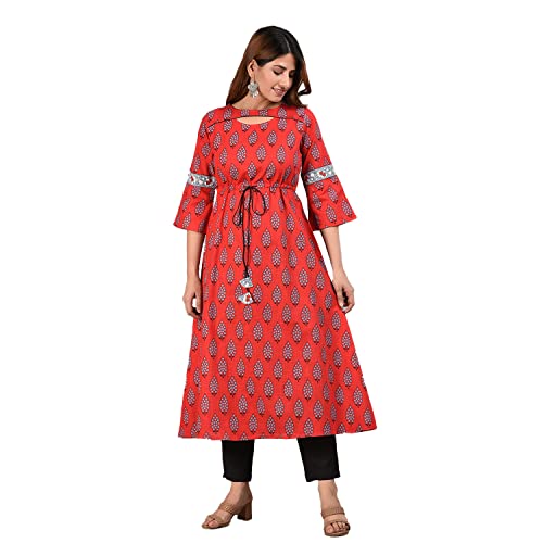 Image of Yash Gallery Women's Cotton Relaxed Fit Anarkali Kurti