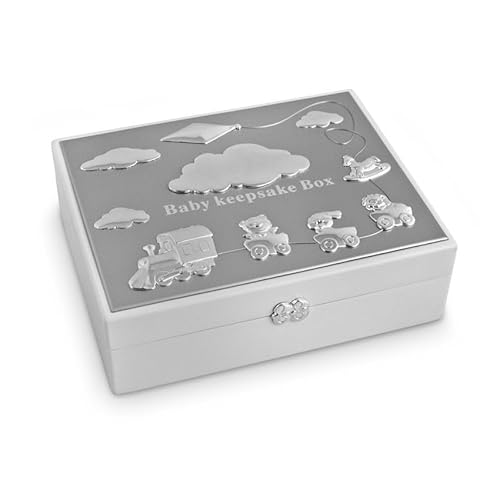 Baby Keepsake Box First Tooth Hair Curl Photo Memory Storage Silver Newborn Gift Idea