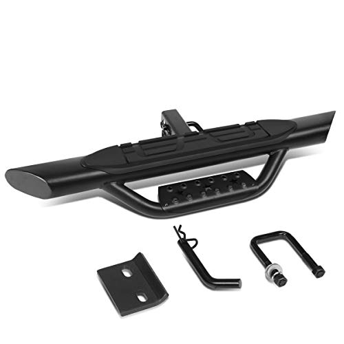 Universal 36.5 Inches Black Steel Oval Rear Tow Hitch Step Bar Board for 2 Inches Receiver Pickup Truck SUV Trailer