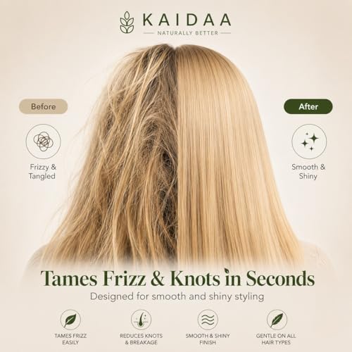 Image of KAIDAA Scalp Breeze Brush | Flexible Vented Detangling Hair Brush for Wet and Dry Hair | Gentle Scalp Massage | Plastic-Reduced Design with 10% Wheat Straw (Beige)