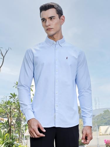 Image of Thomas Scott Cricket Club 100% Cotton Long Sleeve Casual Shirts for Men ((M SkyBlue)